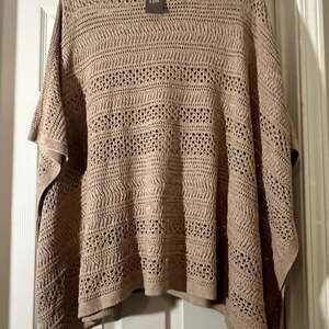 J. Jill Beige Open-Stitch Boho Chic Knit Poncho